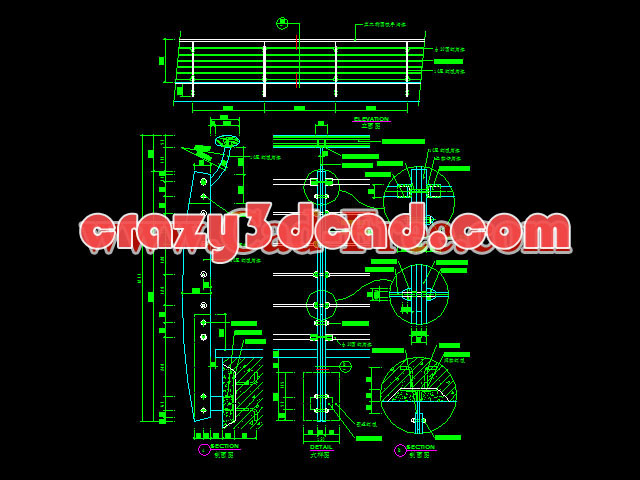 Decorative metal railings cad details